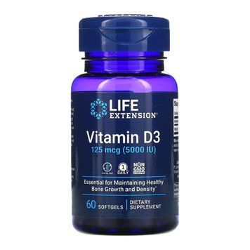 Вітамін D3 Life Extension Vitamin D3 125 mcg (5000 IU) - 60 м'яких капсул 2022-10-1906 фото