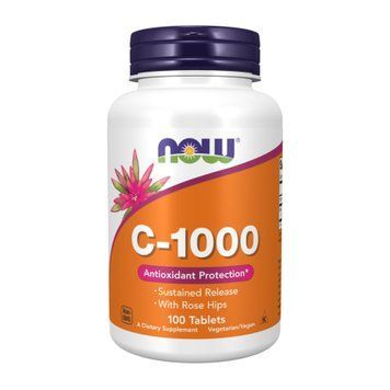 Вітамін C-1000 з шипшиною тривалого вивільнення Now Foods C-1000 RH SR - 100 таблеток 2022-10-0012 фото
