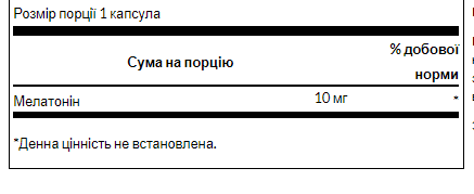 Мелатонін Swanson Melatonin 10 mg - 60 капсул 100-89-9566380-20 фото