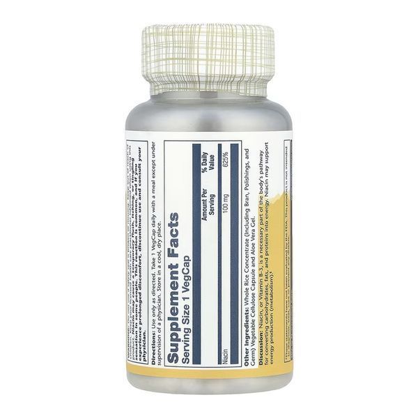 Ніацин Solaray Niacin 100mg - 100 капсул 2023-10-6742 фото