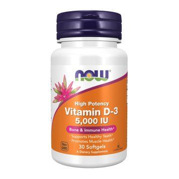 Вітамін D-3 Now Foods VIT D-3 5000 IU - 30 м'яких капсул 2023-10-3275 фото
