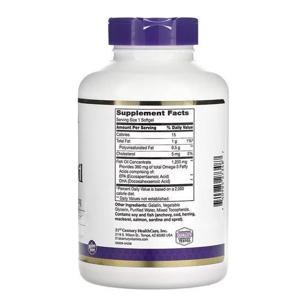 Риб'ячий жир 21st Century Fish Oil 1200 mg - 140 м'яких капсул 2023-10-7093 фото