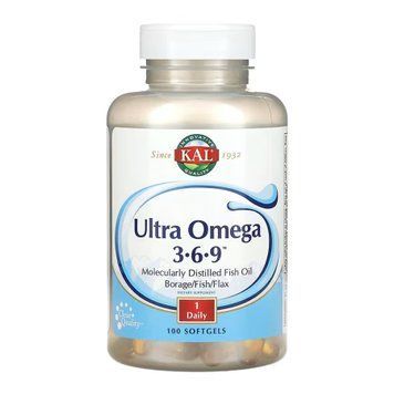 Комплекс Ультра Омега 3-6-9 KAL Ultra Omega 3-6-9 1200mg - 100 м'яких капсул 2023-10-7598 фото
