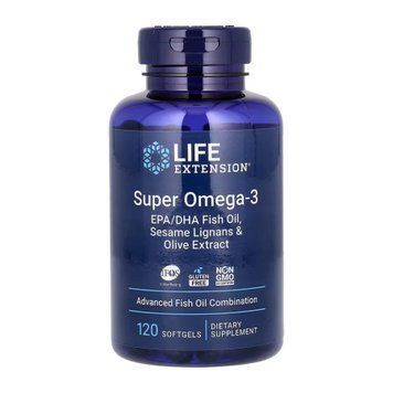 Супер Омега-3 з лігнанами кунжуту та екстрактом оливи Life Extension Super Omega-3 EPA/DHA Fish Oil Sesame Lignans & Olive Extract - 120 м'яких капсул 2022-10-1936 фото
