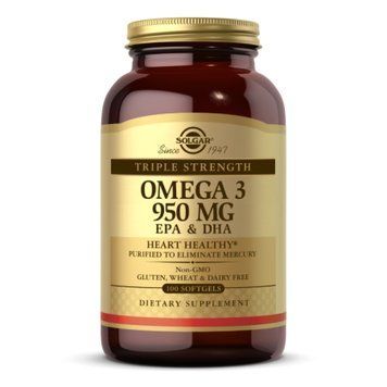 Омега-3 потрійної сили Solgar Triple Strength Omega-3 950mg - 100 м'яких капсул 2022-10-2999 фото