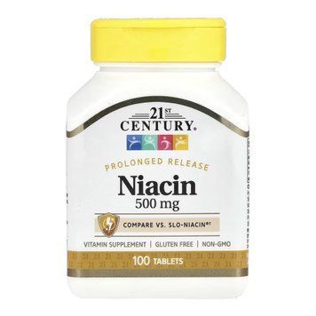 Ніацин вітамін B3 21st Century Niacin 500 mg - 100 таблеток 2023-10-7099 фото