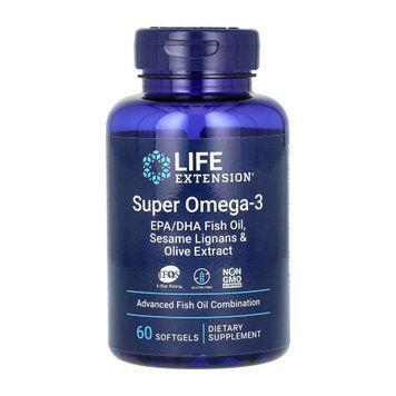 Супер Омега-3 з лігнанами кунжуту та екстрактом оливи Life Extension Super Omega-3 EPA/DHA Fish Oil Sesame Lignans & Olive Extract - 60 м'яких капсул 2022-10-1939 фото