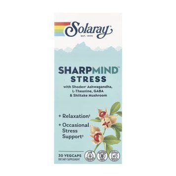 Ноотропний комплекс від стресу Solaray SharpMind Nootropics Stress - 30 рослинних капсул 2023-10-6974 фото
