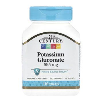 Глюконат калію 21st Century Potassium Gluconate 595 мг, 110 таблеток 2023-10-7101 фото
