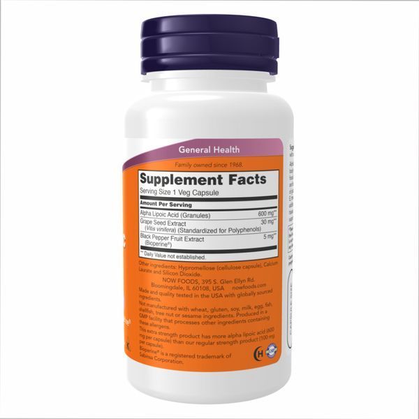 Альфа-ліпоєва кислота Now Foods Alpha Lipoic Acid 600mg - 60 вег-капсул 2022-10-2317 фото