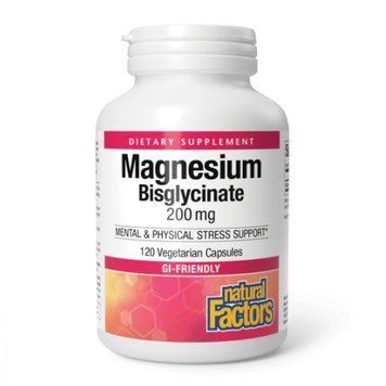 Бісгліцинат магнію Natural Factors Magnesium Bisglycinate 200mg - 120 рослинних капсул 2023-10-3820 фото