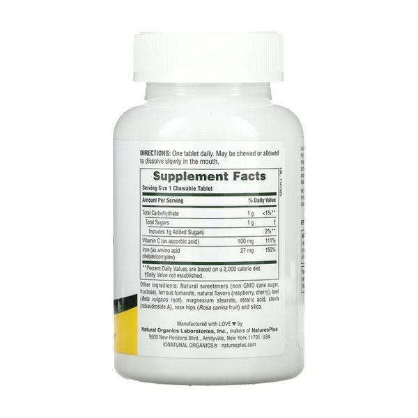 Залізо з вітаміном C та травами Nature's Plus Iron 27 mg with Vitamin C Herbs - 90 таблеток 2023-10-2361 фото