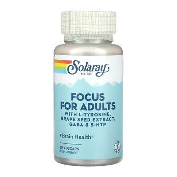 Комплекс для концентрації та уваги дорослих Solaray Focus for Adults - 60 рослинних капсул 2023-10-6982 фото