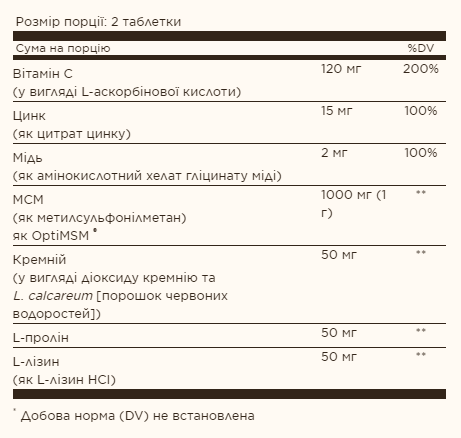 Комплекс для шкіри, нігтів та волосся Solgar Skin, Nails & Hair Advanced MSM - 120 таблеток 2022-10-2419 фото