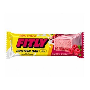 Протеїнові батончики Fitly Protein Bar Малина та журавлина 12x45g - 12 шт 2024-11-0581 фото