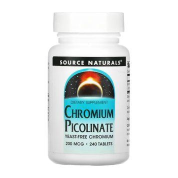 Піколінат хрому бездріжджовий Source Naturals Chromium Picolinate 200 mcg, Yeast Free - 240 таблеток 2023-10-5276 фото