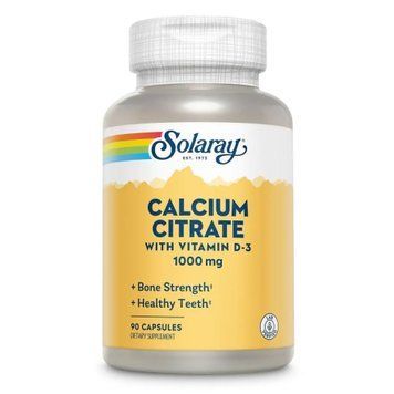 Цитрат кальцію з D3 Solaray Calcium w/ D3 Citrate 1000mg - 90 капсул 2022-10-2445 фото