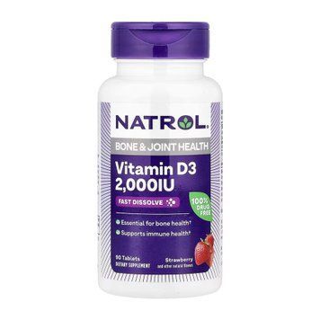 Вітамін D3 швидкого розчинення NATROL Vitamin D3 2,000 IU Fast Dissolve - 90 таблеток 2023-10-6245 фото