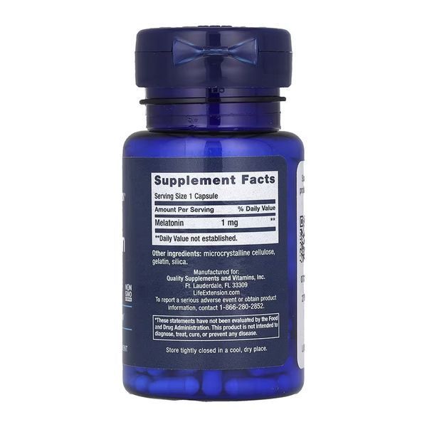 Мелатонін Life Extension Melatonin 1 mg - 60 капсул 2024-11-0666 фото