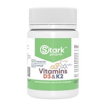 Вітаміни D3 та K2 Stark Pharm Vitamin D3 & K2 - 120 таблеток 2023-10-6916 фото
