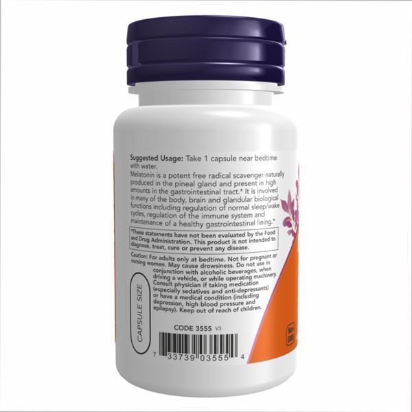 Мелатонін Now Foods Melatonin 5 mg - 60 рослинних капсул 100-95-2342189-20 фото