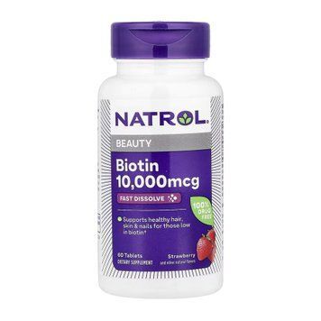 Біотин NATROL Biotin 10,000mcg - 60 таблеток 100-82-8111495-20 фото