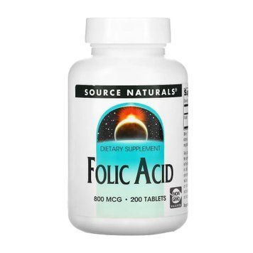 Фолієва кислота Source Naturals Folic Acid 800 mcg - 200 таблеток 2023-10-5120 фото