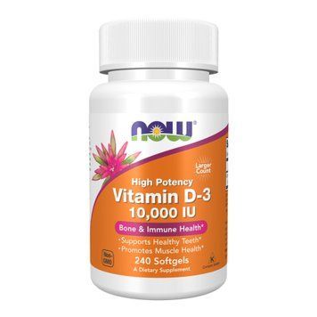 Вітамін D-3 Now Foods VIT D-3 10,000 IU - 240 м'яких капсул 2022-10-0662 фото