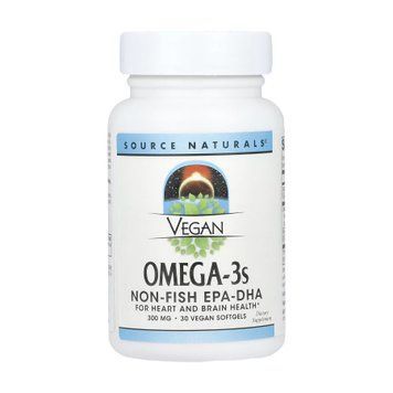 Веганська Омега-3 ЕПК-ДГК Source Naturals Vegan Omega-3s EPA-DHA 300 mg - 30 м'яких капсул 2023-10-6613 фото