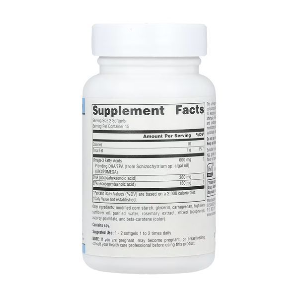 Веганська Омега-3 ЕПК-ДГК Source Naturals Vegan Omega-3s EPA-DHA 300 mg - 30 м'яких капсул 2023-10-6613 фото
