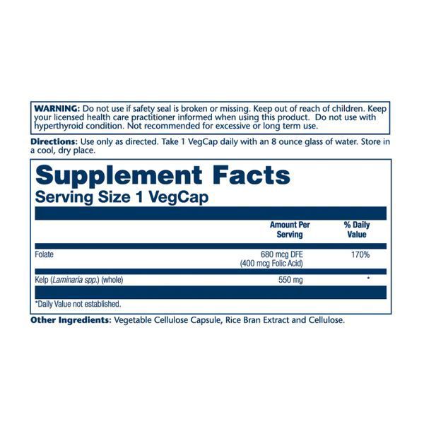 Бурі водорості кельп Solaray Kelp Seaweed 550mg - 100 капсул 2023-10-4422 фото