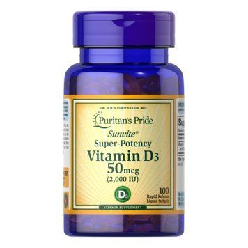 Вітамін D3 Puritan's Pride Vitamin D3 50 mcg 2000 IU - 100 капсул 100-75-3974265-20 фото