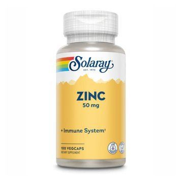Цинк Solaray Zinc 50mg - 100 рослинних капсул 2022-10-1028 фото