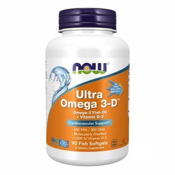 Ультра Омега-3-D риб'ячий жир NOW Foods, 90 м'яких капсул 2022-10-0058 фото