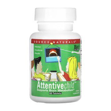Дитячий комплекс для уваги Source Naturals Attentive Child - 60 таблеток 2023-10-5294 фото