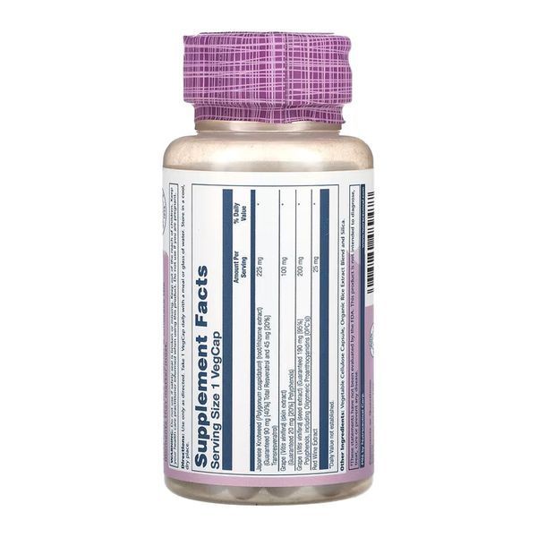 Ресвератрол потрійної сили Solaray Triple Strength Resveratrol 225mg - 60 рослинних капсул 2023-10-7163 фото