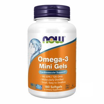 Омега-3 міні капсули Now Foods Omega-3 Mini Gels 500 mg - 180 м'яких капсул 2022-10-0062 фото
