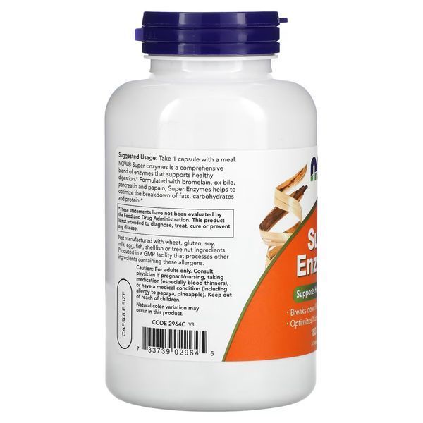 Супер ензими Now Foods Super Enzyme - 180 капсул 2022-10-1393 фото