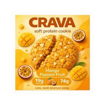 Протеїнове печиво Crava Protein Cookie - 74g Mанго 2024-11-0418 фото