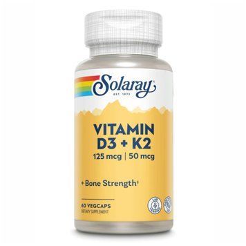 Вітаміни D-3 та K-2 Solaray Vitamin D-3 & K-2 - 60 рослинних капсул 2022-10-1035 фото