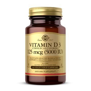 Вітамін D3 (холекальциферол) Solgar Vitamin D3 125 mcg (5000 IU) - 60 капсул 100-78-7449561-20 фото