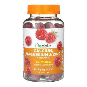 Кальцій Магній Цинк + Вітамін D для дітей у желейках Lifeable Calcium Magnesium & Zinc + Vitamin D Adult - 90 желейок 2023-10-7272 фото