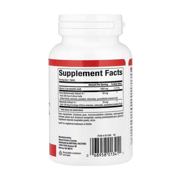 Вітамін C Natural Factors Vitamin C 1000mg - 90 таблеток 2023-10-6553 фото