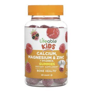 Дитячий кальцій магній цинк + вітамін D у желейках Lifeable Calcium Magnesium & Zinc + Vitamin D Kids - 60 желейок 2023-10-7273 фото