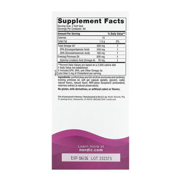 Омега для жінок (Omega Woman) Nordic Naturals 120 м'яких капсул 2023-10-5952 фото