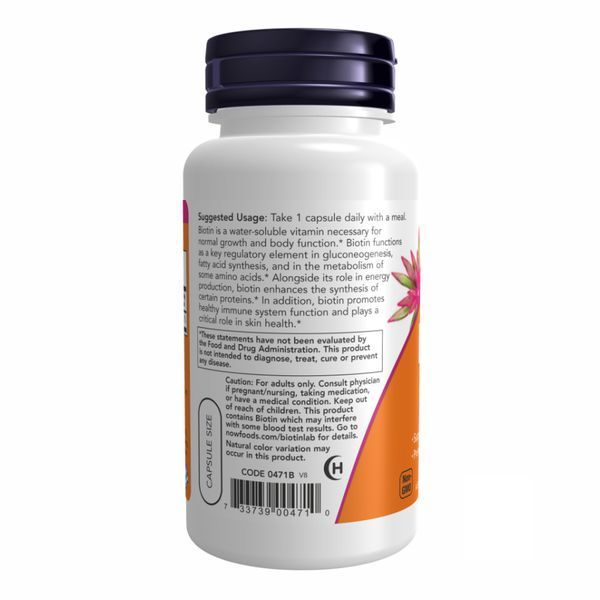 Біотин Now Foods BIOTIN 5000mcg - 60 рослинних капсул 2022-10-0566 фото