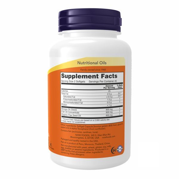 Супер Омега 3-6-9 Now Foods Super Omega 3-6-9 1200 mg - 90 капсул 2022-10-0068 фото