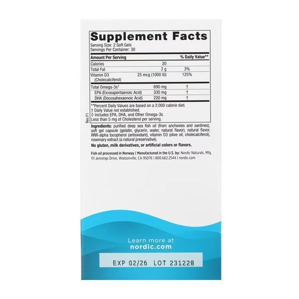 Омега-3D з вітаміном D3 Nordic Naturals Omega-3D - 60 м'яких капсул 2023-10-5958 фото