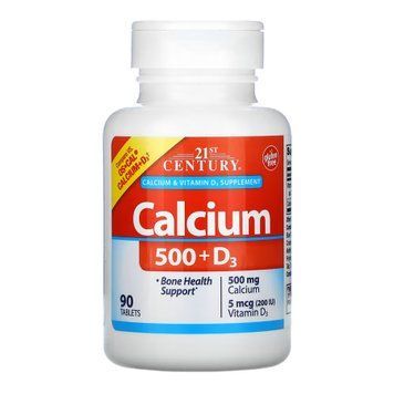 Кальцій 500 мг + D3 21st Century Calcium 500 mg + D3 - 90 таблеток 2023-10-7087 фото