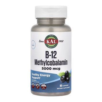 Вітамін B-12 метилкобаламін у пастилках KAL B-12 Methylcobalamin 5000mcg - 60 пастилок 2023-10-7165 фото